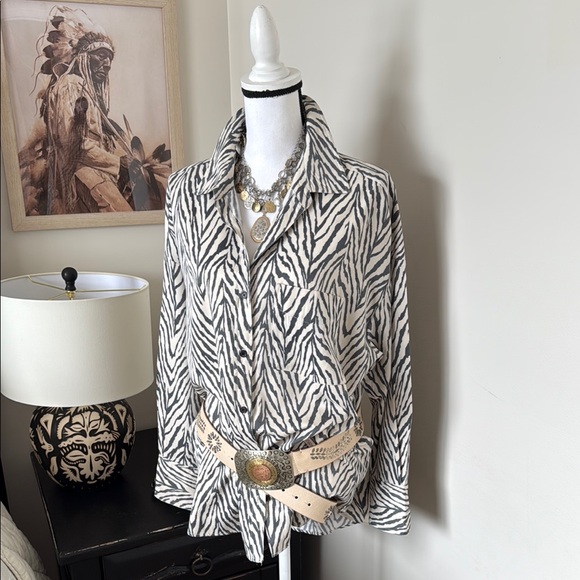 RACHEL Rachel Roy Tops - Zebra Print Button-Up Shirt